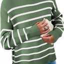 Dokotoo Oversized Womens Sweater 2025 Fall Winter Striped Sweaters Casual Trendy Sweater (Green, XL)