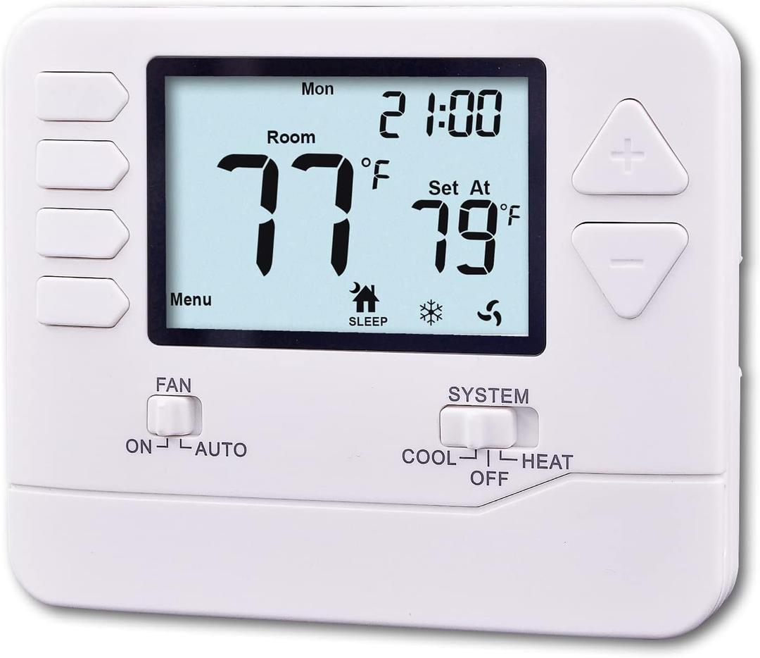 Heagstat 5-1-1 Day Programmable Thermostat for Home Conventional Single-Stage Systems, up to 1 Heat/ 1 Cool, (with White Backlight)