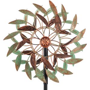 VEWOGARDEN 360 Outdoor Metal Wind Spinners Kinetic Wind Sculptures & Spinners for Yard Garden Lawn Patio Decorations, Light Green & Bronze
