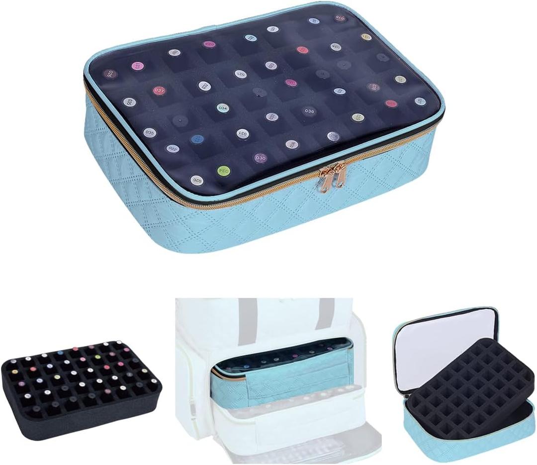 Nail Polish Bag organizer-Holds 40 bottles(15ml-0.5fl.oz)Nail Polish Carrying Case Clear Multifunctional Cosmetic Travel Cases Makeup Bags Sky Blue