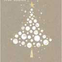 Tree-Free Greetings Holiday Greeting Cards, White Christmas Tree, Vintage Brown Recycled Paper, Boxed Note Card Set, 10-Pack (HB93307)
