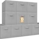 STORAGE MANIAC Storage Cubes, 13 Inch Collapsible Storage Bins with Handles, 10 Pack Fabric Foldable Bins for Organization, Durable Storage Bins for Closet, Shelves, Offices, Toys, 10-Pack Grey