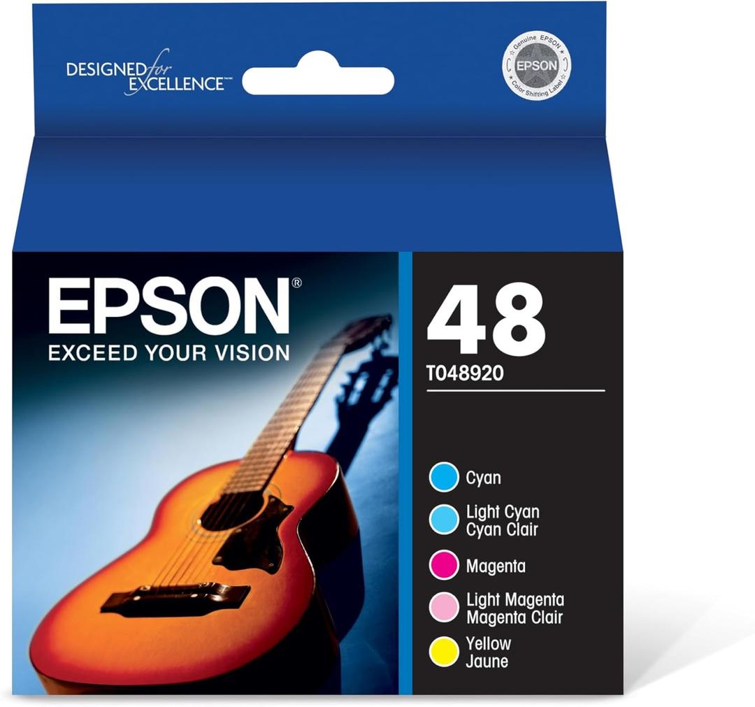 EPSON 48 Standard Capacity Color Combo Pack (T048920-S) Works with Stylus Photo R200, R220, R300, R300M, R340, RX500, RX600, RX620