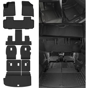 Naibeve Floor Mats for 2018-2023 Chevrolet Traverse 7 Seats Bucket Seats (for 2024 Traverse Limited)-for Chevy Traverse Cargo Mat 2nd Row Backrest Mats & 3rd Row Backrest Mats