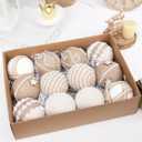 12PCS Christmas Ball Ornaments, 3.14"/80MM Boho Shatterproof Christmas Tree Hanging Ball Decorations, for Home Indoor Farmhouse Xmas Vase Bowls Filler Centerpiece Rustic Decor