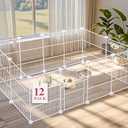 VISCOO 12 Panels Small Animal Playpen,Pet Playpen,C&C Cage for Guinea Pigs,Puppy Play Pen,Bunny Playpen Indoor Outdoor, Portable Metal Wire Yard Fence(White)