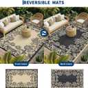 Garvee Outdoor Rugs 9’x12’ Waterproof Reversible Mats, Large Area Plastic Straw Rug, Outside Carpet, Butterfly Floral Rv Mat for Patio Camping Picnic Backyard Deck Balcony Porch Beach Trailer