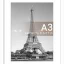upsimples A3 Picture Frame, Display Pictures 8.3x11.7 with Mat or 11.7x16.5 Without Mat, Wall Hanging Photo Frame, White, 1 Pack