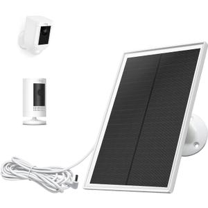 Solar Panel Charger for Ring Camera, Compatible with Ring Stick Up Cam Battery, Ring Spotlight Cam Battery, Not for Spotlight Plus/Pro, Waterproof, 6W Fast Charging (White)