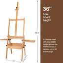 Large Wooden H-Frame Studio Easel with Storage Drawer and Palettes, Solid Beechwood Painting Easel for Students, Beginners, and Artists, Hold Canvas to 36Inches High, 19x19x38 inches