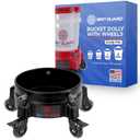 Grit Guard Bucket Dolly with Wheels - Rolling Detailing Wash Bucket with 5 Wheels and 2 Locking Casters Compatible with 2.5, 4, 5 and 6 Gallon Buckets (Black, 3" Roller Bearing)