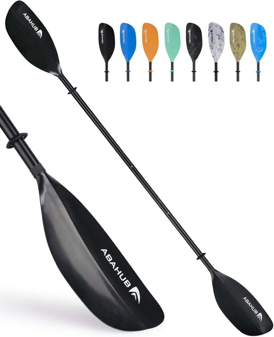 Abahub Adjustable Kayak Paddle 210-230 cm/ 230-250 cm Floating Kayaking Oars Boating Oars Canoeing Oars Black, 82.6''- 90.5''