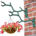 Blulu 2 Pcs 11'' Cast Iron Tree Branch Plant Hangers Decorative Metal Wall Bracket Hooks Wall Heavy Duty Home Storage Rack for Hanging Plants Pots Baskets Lanterns Wind Chimes Outdoor Indoor (Bronze)