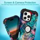 Hocase for iPhone 16 Pro Max Case, Heavy Duty Shockproof Protection Soft Silicone Rubber+Hard Plastic Bumpers Hybrid Protective Case for iPhone 16 Pro Max 2024 - Mandala in Galaxy