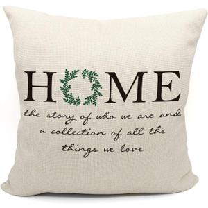 Mancheng-zi Home Sweet Home Pillow, Farmhouse Pillow Covers 18x18, Our Guest Pillow (Color-5)