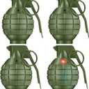 Sratte 4 Pcs Plastic Hand Grenades with Realistic Sound Effects and Flashing Light, Fake Toy Grenades Military Toys for Army Role Play Prop(Green)