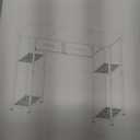 White Vanity Desk No Mirror, Small Makeup Table with Drawers, Girls Vanity Dressing Table with Storage Shlef for Bedroom, 37.3 Inches Compact Vanity for Small Spaces