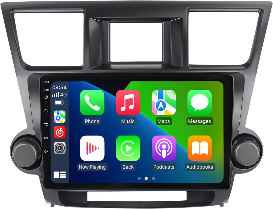 4+64GB 8-Core 1280x720 10.1 Inch Touch Screen Radio for Toyota Highlander 2008 2010 2011 2012 2013 Android 14 5G WiFi Stereo with GPS Navigation, Car-Play&Android Auto FM DSP SWC Rear View