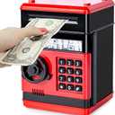 Refasy Piggy Bank Cash Coin Can ATM Bank Electronic Coin Money Bank for Kids Age 3-12, Money Savings Box Mini ATM Coin Bank Toys Gifts for 3 4 5 6 7 8 9 10 11 12 Year Old Boys Girls, Red