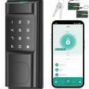 IRONZON Smart Deadbolt Lock for Front Door with APP Control, Keyless Entry Door Lock, 5 in 1 Smart Fingerprint Deadbolt with Digital Electronic Biometric Black