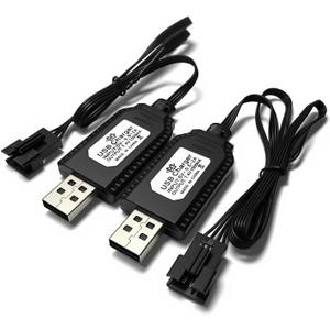 SM-4P USB Charger for 7.4V Li-ion Battery,Compatible with RC Car/Boat/Gel Blaster USB Charging Cable - 2Pack