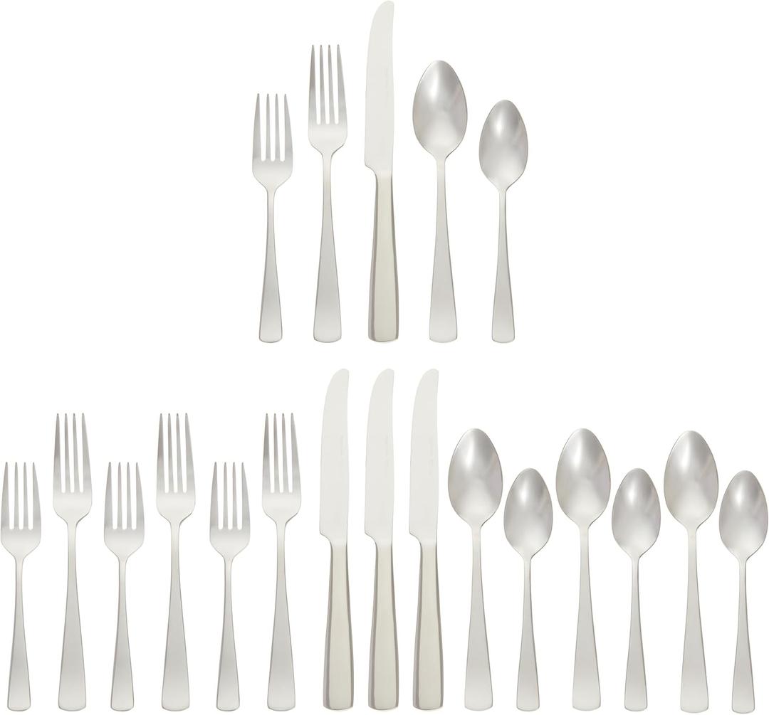 20-Piece Stainless Steel Flatware Set with Square Edge, Service For 4