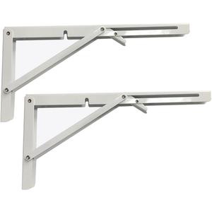 White Folding Shelf Brackets Max. Load 220 lb, Heavy Duty DIY Wall Mounted Shelf Bracket Space Saving for Table Work Bench (10 INCH-2PCS)