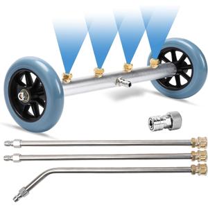 Undercarriage Pressure Washer Attachment, 16 Inch Undercarriage Cleaner, Under Car Pressure Washer Attachment with 3 Pcs Extension Wand, 4000 PSI