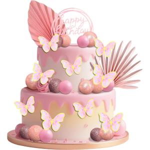2 x Balls Cake Toppers Butterfly Cake Topper Rose Gold Cake Decorations