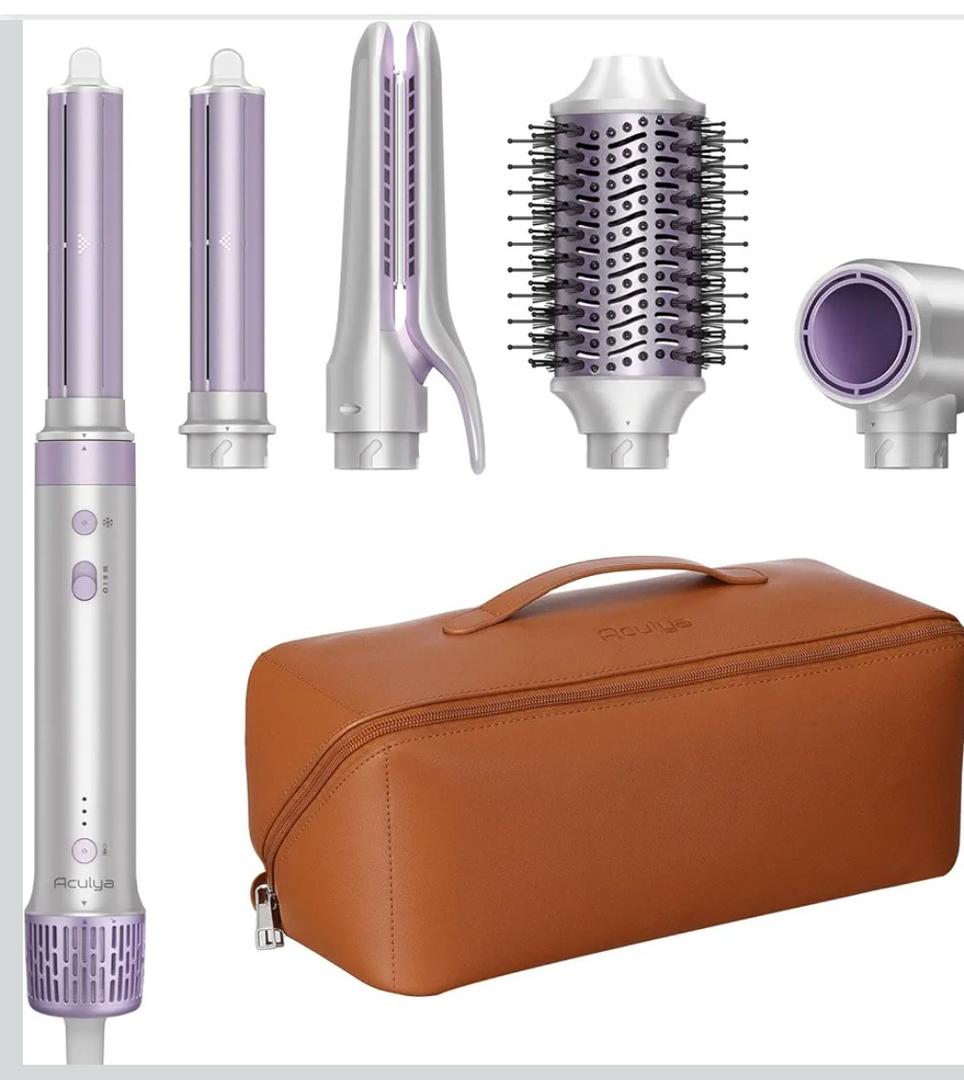 5 in 1 Hot Air Styler- 110,000 RPM Ionic Straighter, High Speed Hair Dryer, Volumizer & Auto-Wrap Curlers, Frizz-Free Styling Tool, Hair Styler Gift Set with Travel Bag