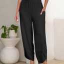 ANRABESS Womens Wide Leg Palazzo Capri Pants 2026 Summer Casual High Waisted Barrel Lounge Flowy Cropped Beach Work Trousers (Black, M)