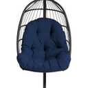 Arden Plush Indoor/Outdoor Egg Chair Cushion, 34 x 49, Water Repellent, Fade Resistant, Tufted for Comfort Sapphire Blue Leala
