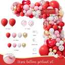 Valentines Day Party Decorations Romantic Red Heart Valentine Balloon Garland Backdrop Kit with Tablecloth Cake Topper Cupcake Toppers Love-Themed Party Supplies for Valentines Celebration