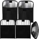 4 Pack Insulated Bag for Backpackers Flat Lightweight, Black