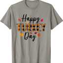 Thanksgiving Family Pajamas Matching Sets Happy Turkey Day T-Shirt, XL