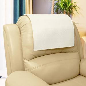 Non Slip Headrest Cover for Furniture Slipcovers,Faux Leather Headrest Protector for Recline Chair Vinyl Head Protector for Sofa,Theater Seat Cover for Home & Office 17x27 in, Ivory