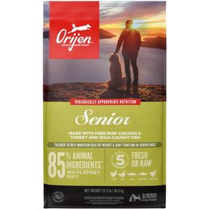 ORIJEN Grain Free High Protein Dry Dog Food Senior Recipe 23.5lb Bag (EXP 08/04/26)