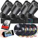 3000TVL Home Security System Surveillance DVR Camera Kits, 4pcs Wired 5MP PoE IP Night Vision Cameras Set with AI Motion Person Vehicle Detection, 4K NVR with 512GB Hard Drive for 24-7 Recording