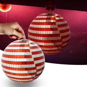 Mirror Disco Ball, 8 Inch Red and Sliver Hanging Party Disco Ball, Big Party Decorations Reflective Mirror Balls for Christmas Dance Floor, Birthday, Wedding, DJ, and Home Stage Dcor
