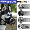 BARKLESS Dog Muzzle, Soft Silicone Basket Muzzle for Dogs, Allows Panting and Drinking, Prevents Unwanted Barking Biting and Chewing, Included Collar and Training Guide, Medium Breeds