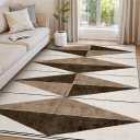Moroccan Machine Washable Rug 6x9, Geometric 6x9 Area Rugs for Living Room, Soft Farmhouse Rug for Bedroom Non Slip Office Rug Carpet for Dining Room(6'x9',Khaki/Brown)