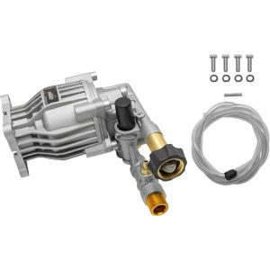 OEM Technologies 90028 Horizontal Axial Cam Replacement Pressure Washer Pump Kit, 3300 PSI, 2.4 GPM, 3/4" Shaft, Includes Hardware and Siphon Tube, for Residential and Industrial Gas Powered Machines, Silver