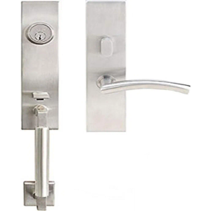 NY105C563-32-LHR Left-Hand Reverse Tubular Entry Handleset with 2-3/8-Inch Backset and Frankfurt Lever, Polished Stainless Steel