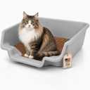 KittyGoHere Senior Cat Litter Box Jumbo Low Entry Open Top, Misty Gray