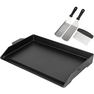 BBQ Future Universal Cast Iron Griddle for Gas Grill with Spatula Set, 23" x 16" Pre-Seasoned Nonstick Griddle Insert Large BBQ Flat Top Plate for All Gas/Electric Grill, Stove Top and more