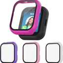 Case for SyncUP Kids Watch 2 with Tempered Glass Screen Protector, Shockproof Hard PC Bumper Protective Cover Compatible with SyncUP Kids Watch 2 (Pink/Purple/Rose Pink/White)