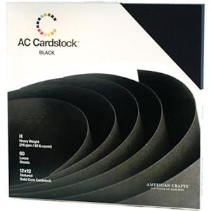 Cardstock 12x12 Scrapbook Paper Pack - Textured Heavy Duty Black Paper for Die Cutting, Card Making, Crafts - 60 Square Sheets, 80lb (216gsm), Solid Core