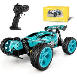 Tecnock RC Cars Remote Control Car for Kids, 1:18 Scale 20 KM/H 2WD Offroad Buggy, 2.4GHz RC Racing Car with USB-C Easy Charging & 50 Mins Playtime, Toys Gifts for Boys & Girls (Blue)