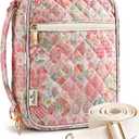 Miss Adola Bible Cover Case for Women - Quilted Bible Carrying Case Organizer Study Bag with Zipper Handle and Shoulder Strap Hearts Vintage Book Cover for Teen Girls
