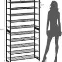 Stackable Shoe Rack for Closet, 8 Tier Metal Heavy Duty Shoe Storage Organizer,Large Capacity Shoe Shelf Max Holds 38 Pairs of Shoes,Sturdy and Stable, for Closet, Entryway,Garage，Black